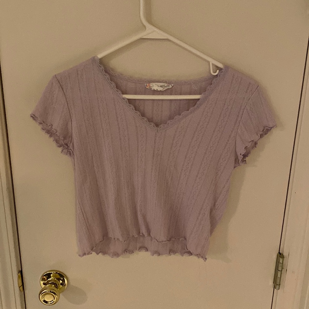 Lavender crop top t shirt Pink Rose Brand Last Call